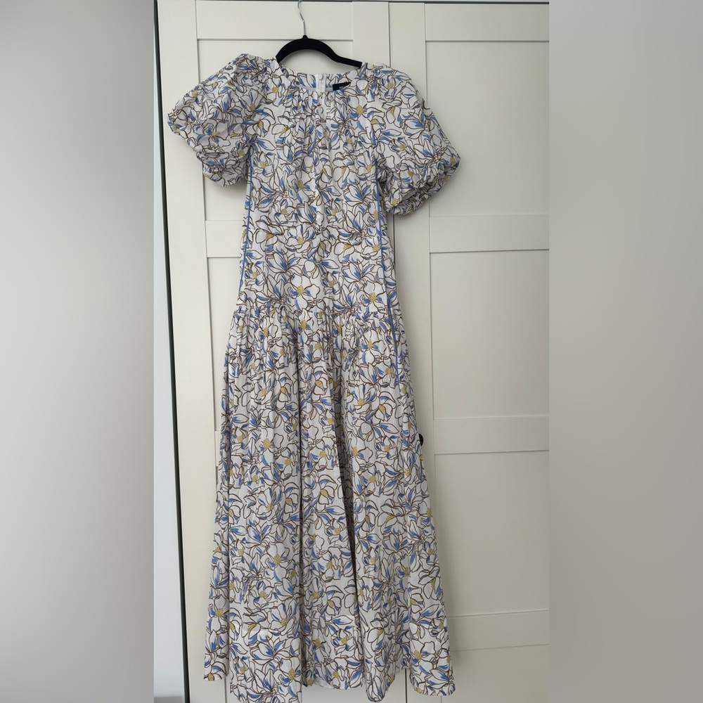 ME+EM Blue, White & Yellow Floral Puff-Sleeve Dress